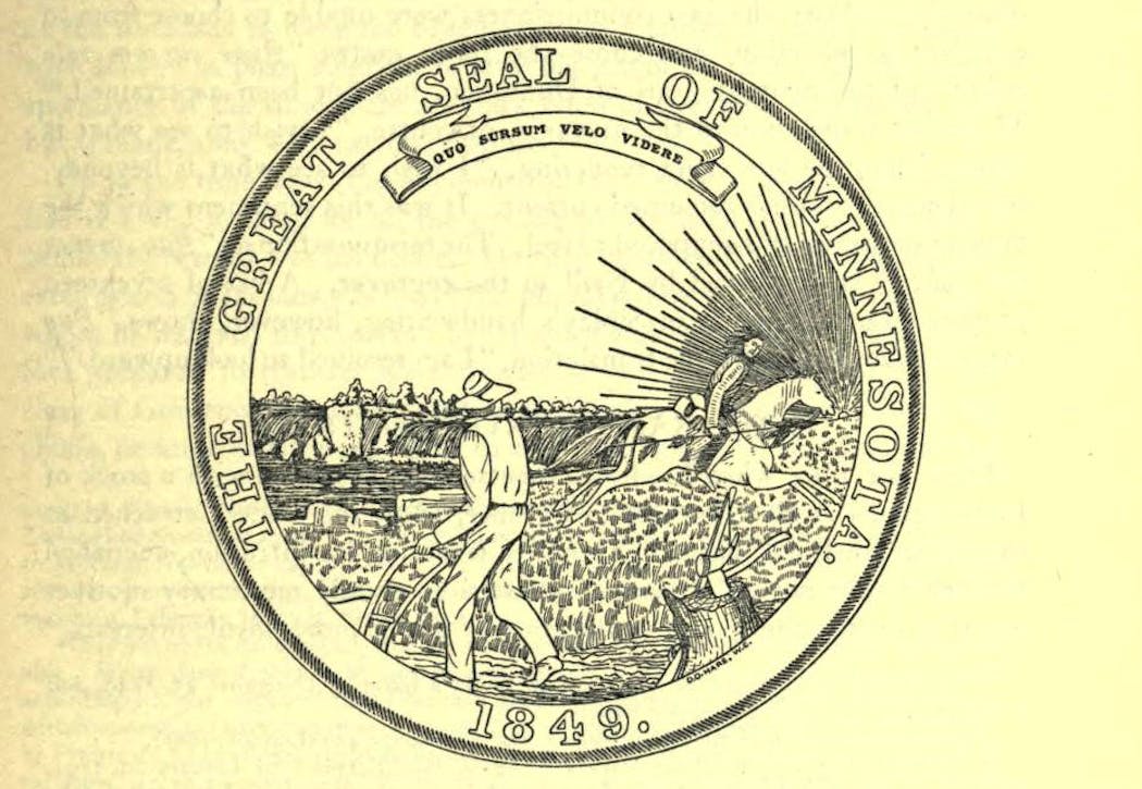 The official seal of the Minnesota Territory, adopted in 1849.