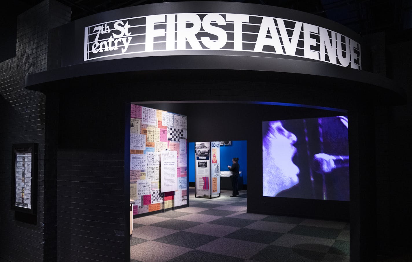 The entrance to the exhibit. ] LEILA NAVIDI &#xa5; leila.navidi@startribune.com BACKGROUND INFORMATION: "First Avenue: Stories of Minnesota's Mainroom" exhibit at the Minnesota History Center in St. Paul on Monday, April 29, 2019. The exhibit opens to the public on Saturday, May 4.