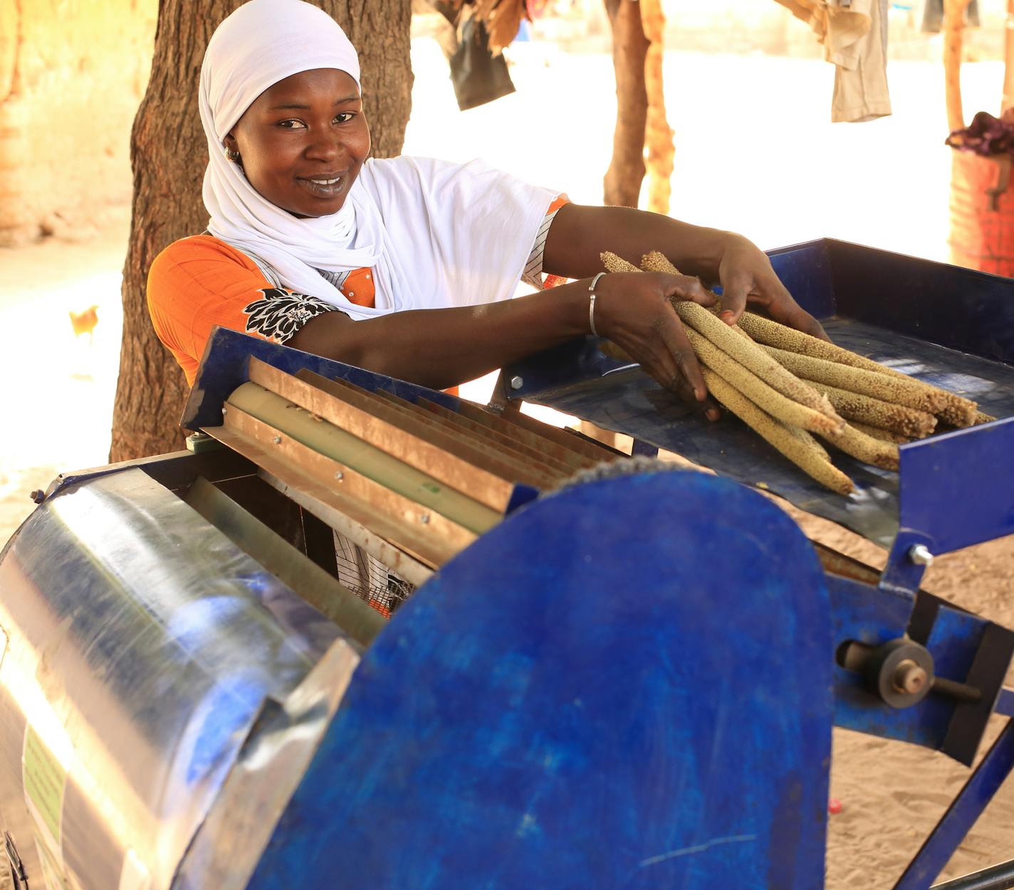 A Senagalese farmer named Sophie, also a mother of three, is producing more processed millet for family consumption and sale, thanks to a low-cost machine developed for use-and-maintenance by small-scale West African farmers by St. Paul-based Compatible Technology International.