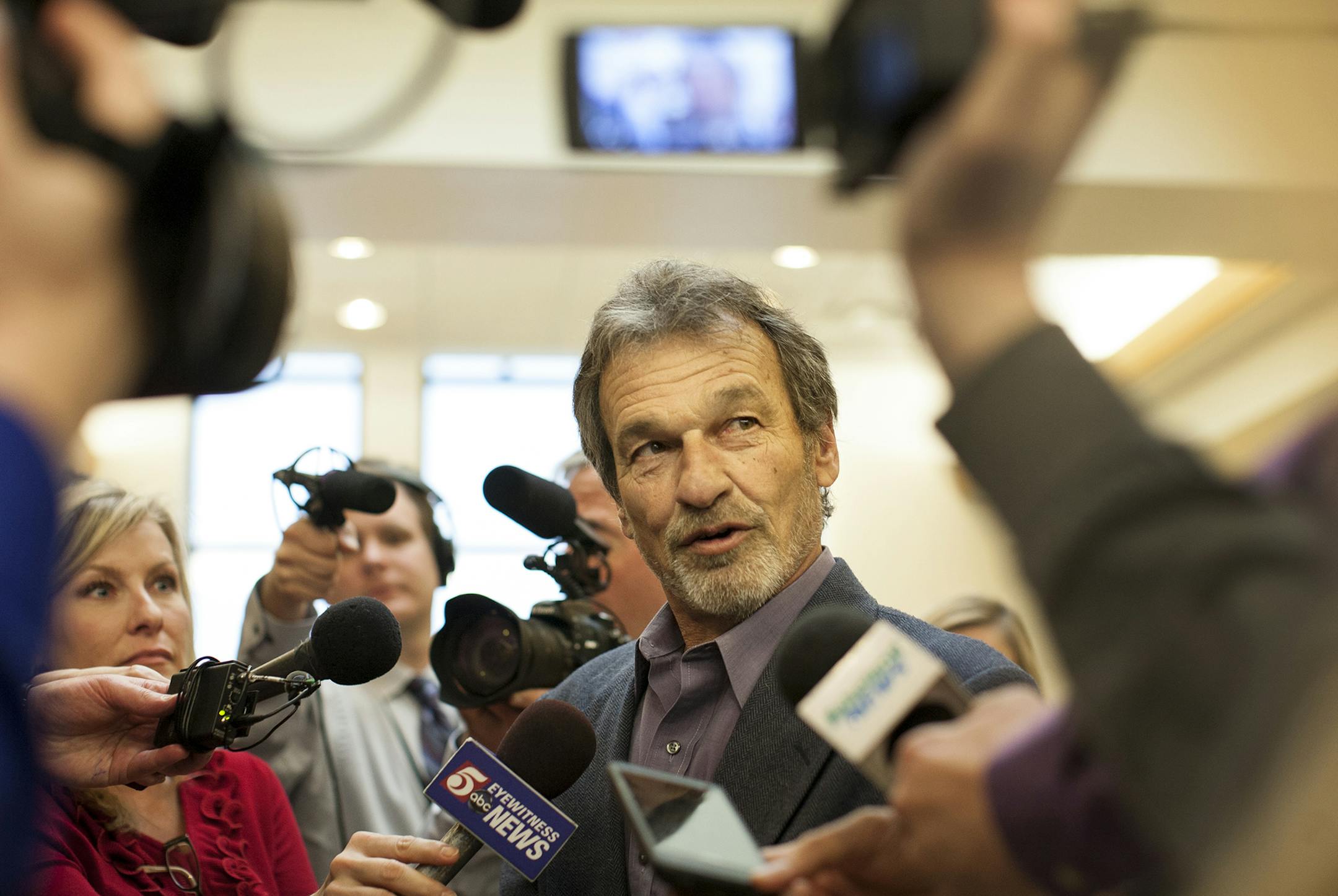 Steve Schaeffel, grandfather of Nick Brady, said that it has been brutal for his family to sit through the trial of Byron Smith for the murders of Brady and Haile Kifer at the Morrison County Courthouse in Little Falls April 28, 2014. (Courtney Perry/Special to the Tribune)