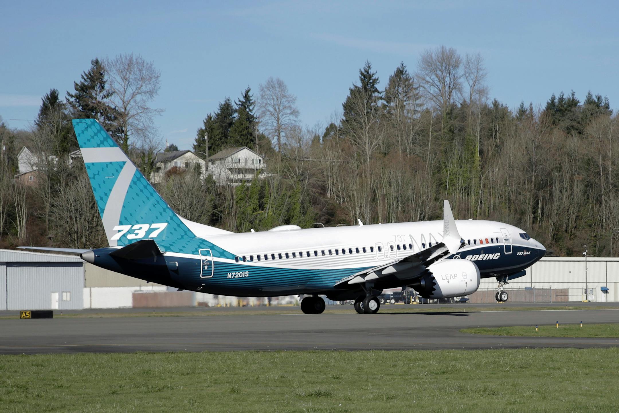A Boeing 737 MAX 7 takes off on its first flight, Friday, March 16, 2018, in Renton, Wash.