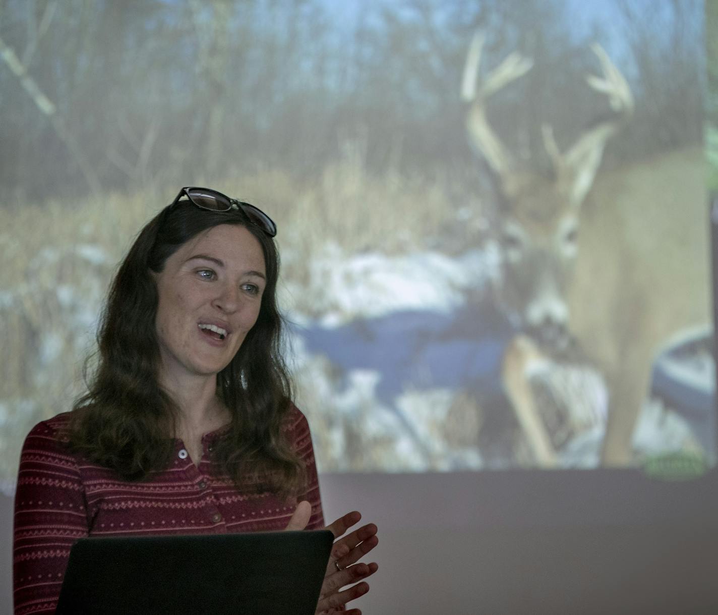 University of Minnesota Researcher Caitlin Potter showed volunteers some of the photos that cameras are capturing during a class about the new "Eyes on the Wild" project at Cedar Creek, Tuesday, January 8, 2019 in East Bethel, MN. This is an effort to seek the public's help in sorting through one million wildlife photos snapped by a network of cameras set up over the last year within a 5,400-acre research area stretching across northern Anoka County and southern Isanti County. ] ELIZABETH FLORES