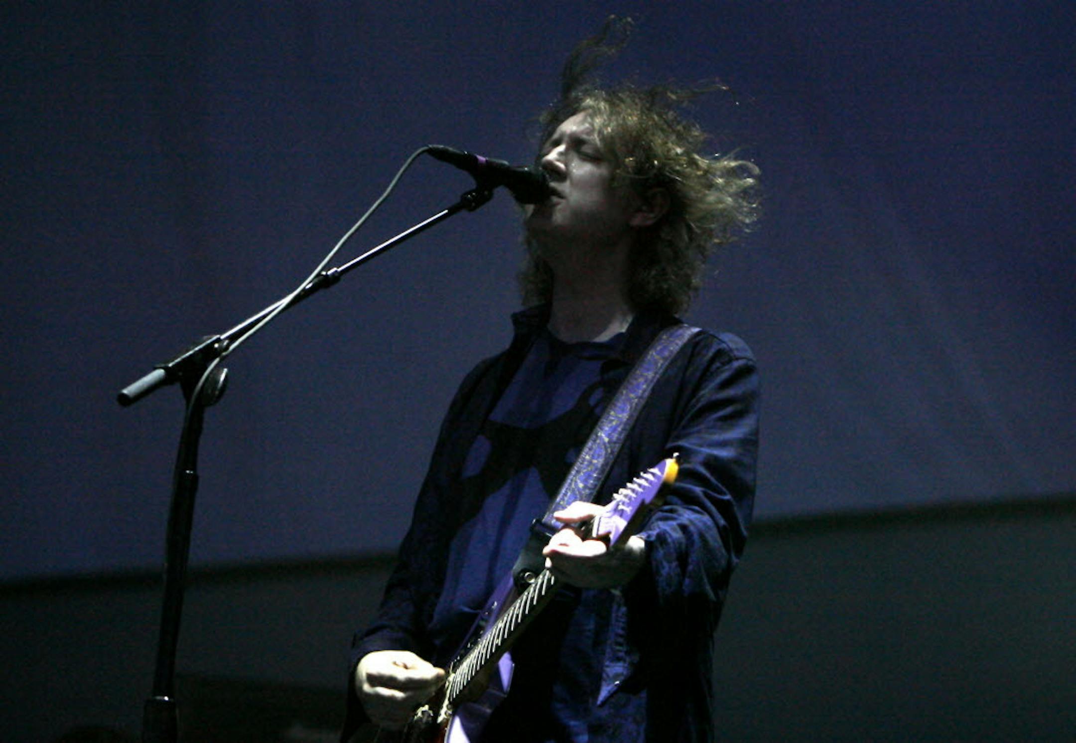 Kevin Shields, the reclusive leader of My Bloody Valentine, stepped out with the band at last month's All Points West Festival in New Jersey. / AP Photo, Jason DeCrow