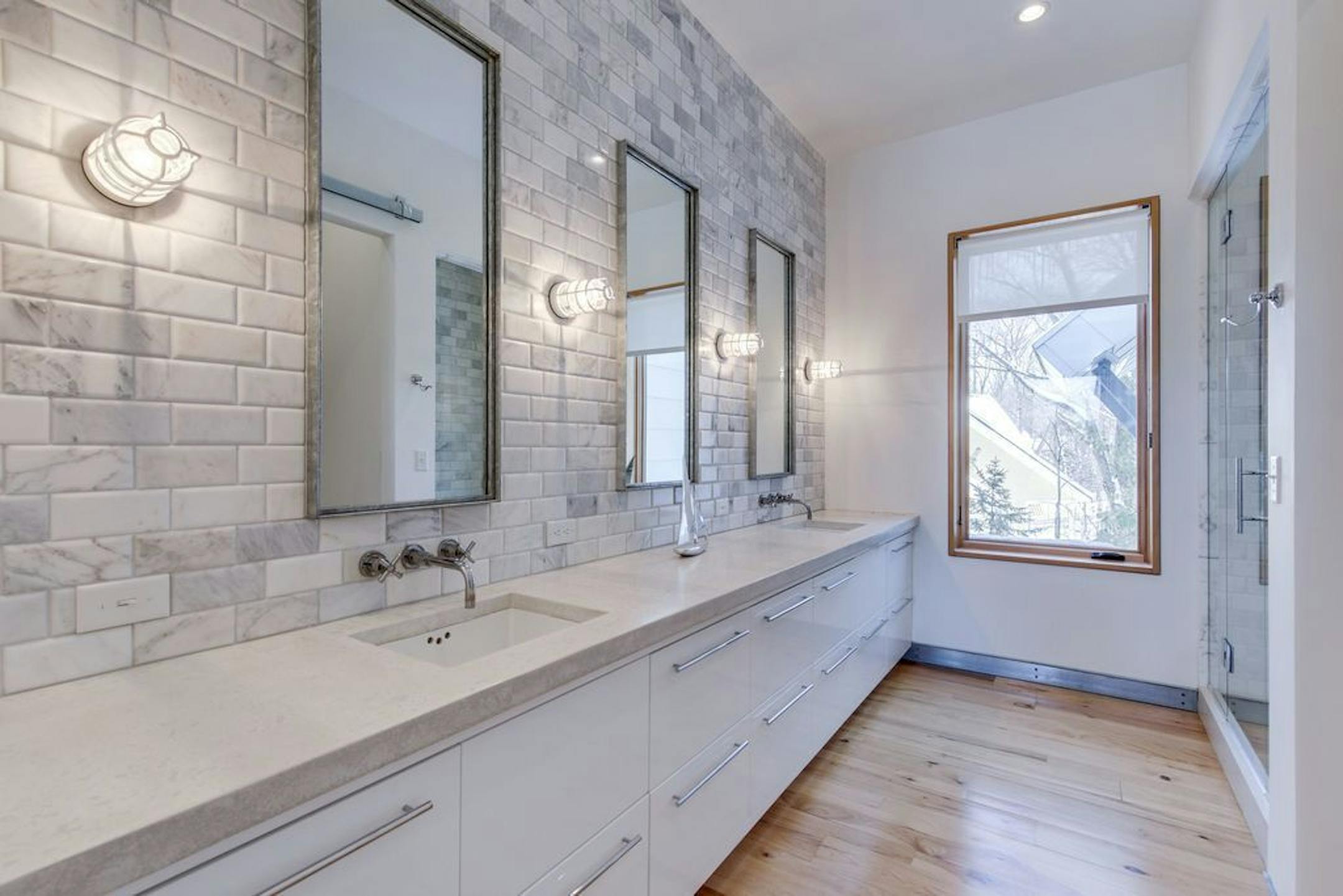 A bathroom, one of six in the home.