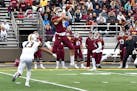 Receiver Johnny McCormick (10) and Minnesota Duluth opened the season with a 41-14 victory at Upper Iowa.