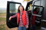 U.S. Rep. Angie Craig visited the Welch, Minn. farm of Les Anderson. She drove his combine and she harvested five acres of corn.