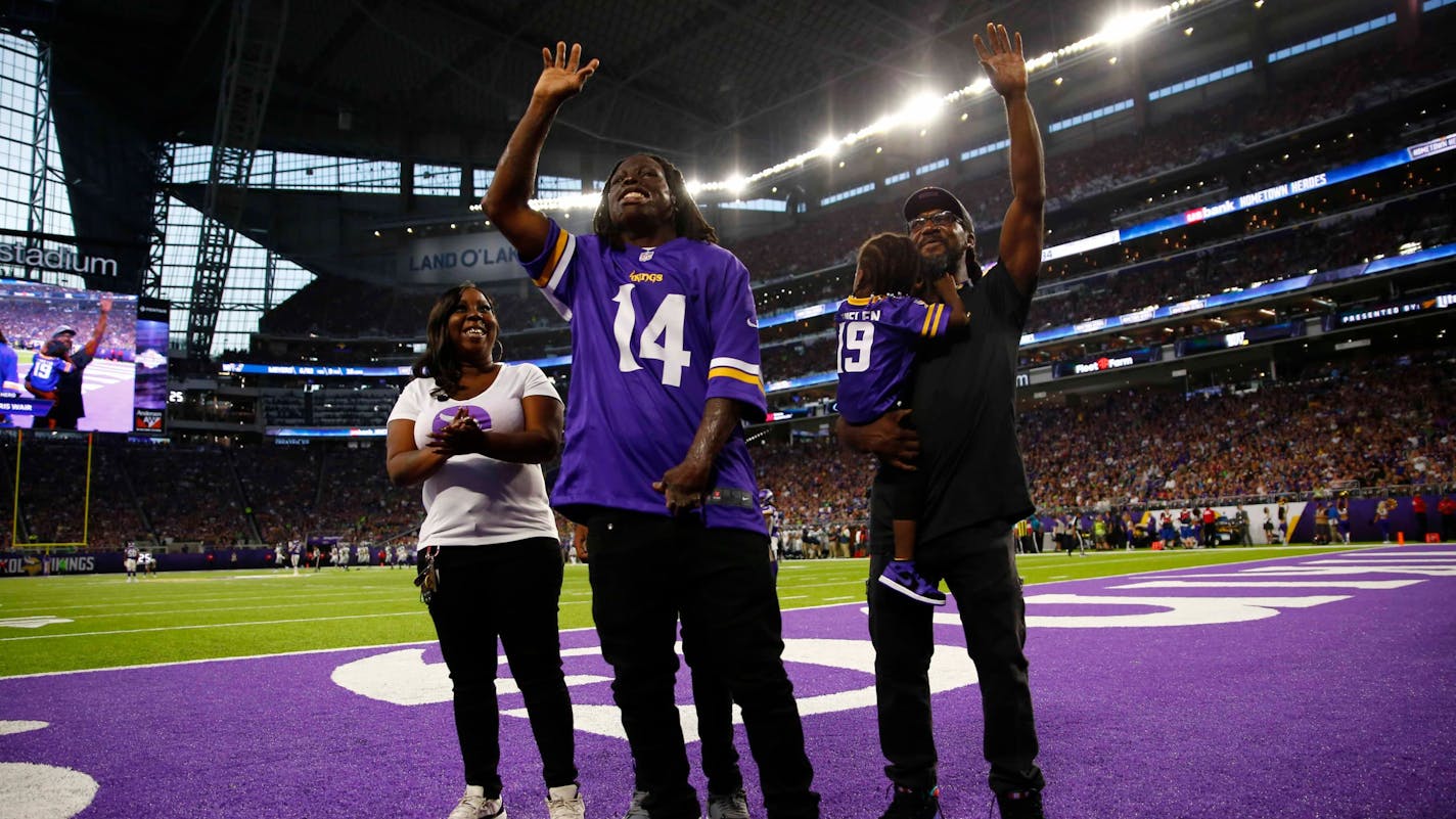 Taquarius Wair was honored as a hometown hero on Aug. 18, 2019, by the Vikings at a preseason game.