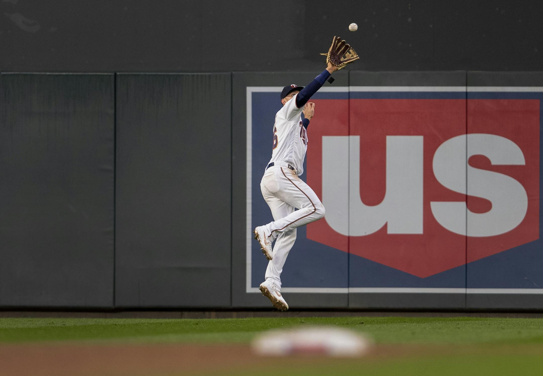 Minnesota Twins Max Kepler caught a flyball hit by Michael Brantley in the second inning.
