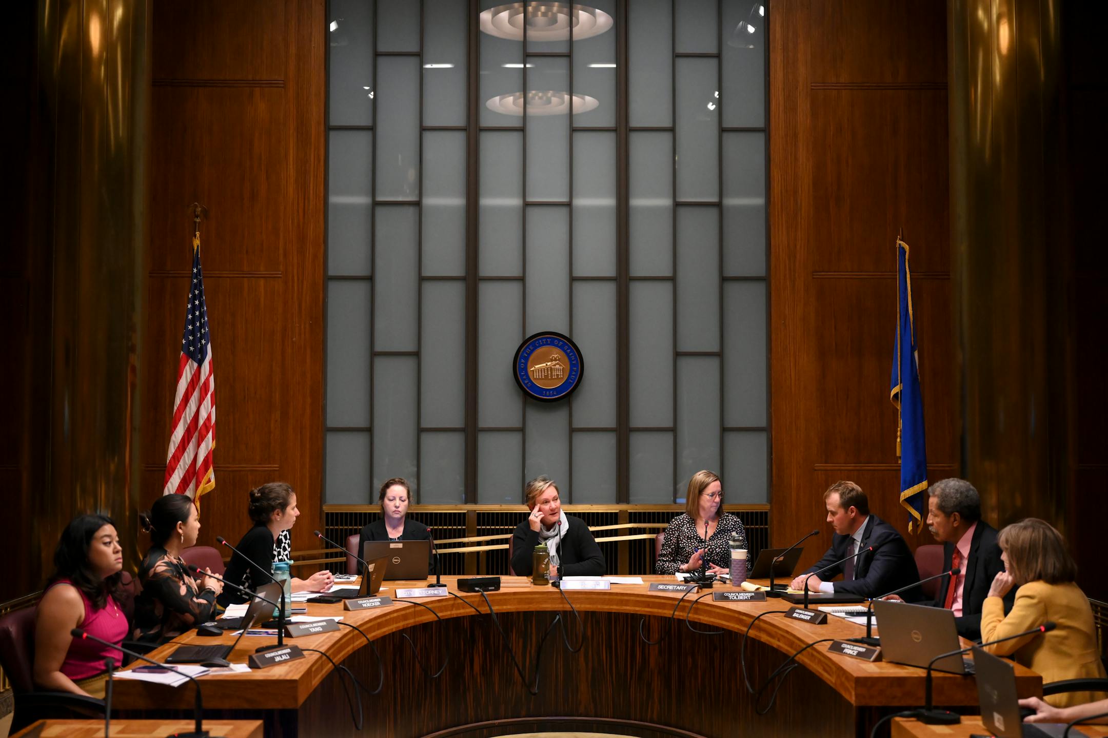The St. Paul City Council votes for a package of amendments to the city's rent control bill 5-2, with council members Nelsie Yang and Mitra Jalali voting no during a city council meeting Wednesday, Sept. 21, 2022 at St. Paul City Hall in St. Paul, Minn.. A divided St. Paul City Council voted to approve an amendment to the city's rent control laws after months of deliberation. ] aaron.lavinsky@startribune.com
