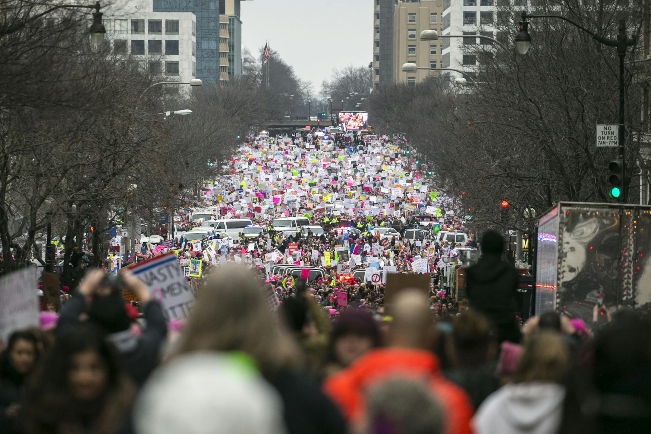 Thousands of demonstrators take part in the Women's March on Washington at the National Mall, Jan. 21, 2017.