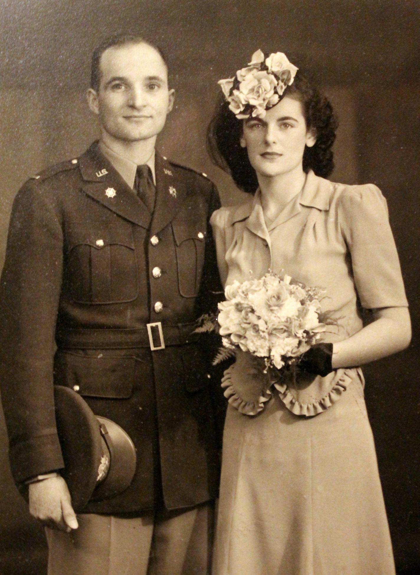 The marriage of Gwendolyn "Lyn" Rowe and Ben Patrino, right after the war.