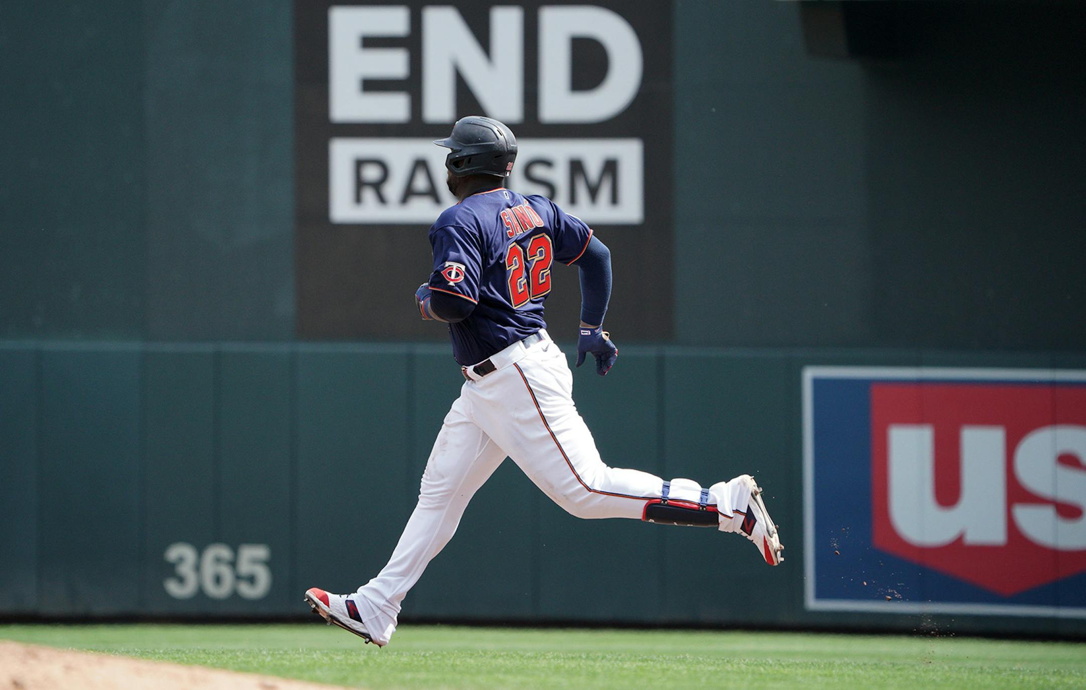 Twins Miguel Sano hit a two RBI double in the 5th inning to tie the game.