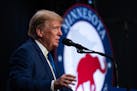 Former President Donald Trump speaks at the state Republican Party's annual Lincoln Reagan fundraising dinner Friday in St. Paul. Former President Don