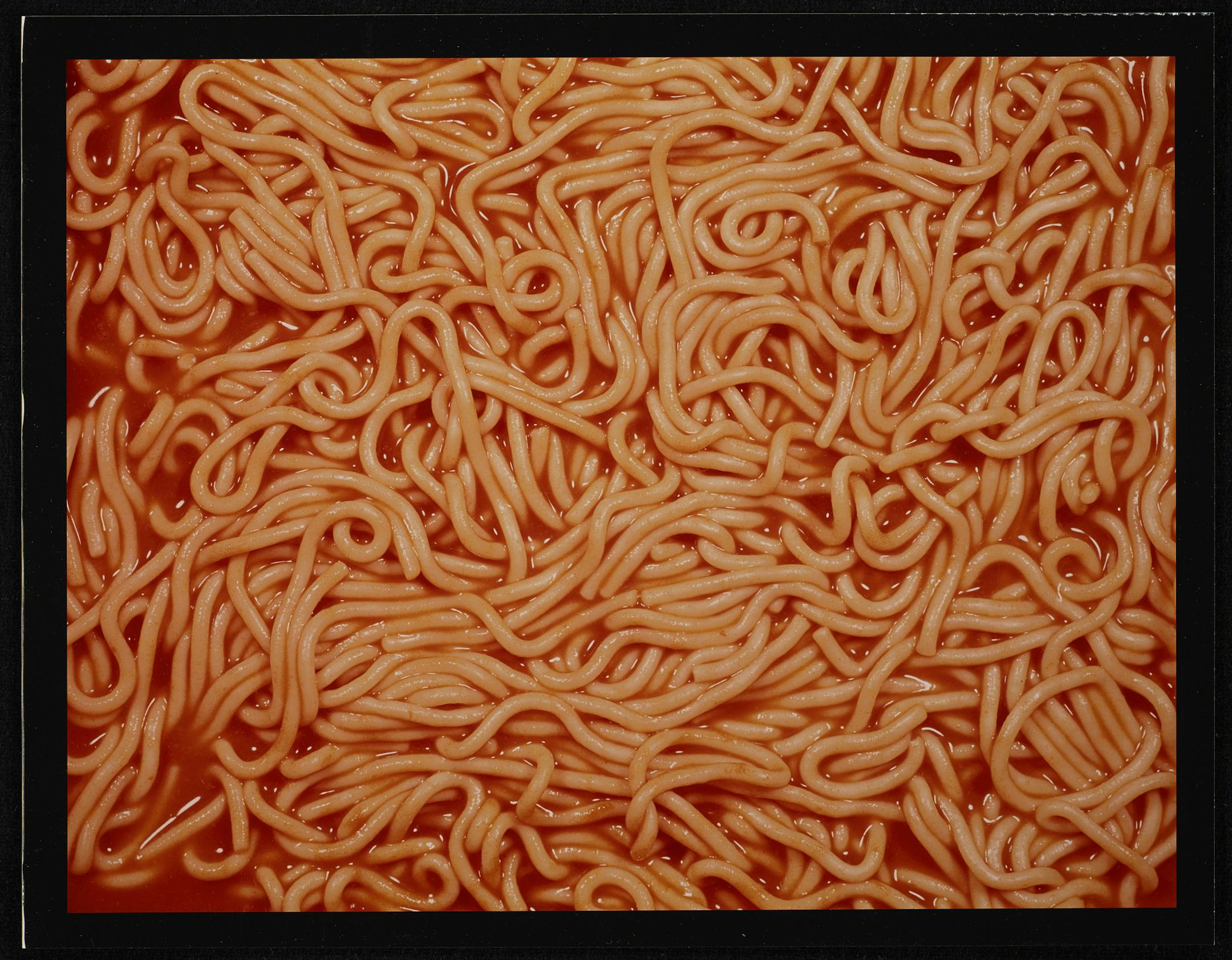 Hollis Frampton Spaghetti, 1964 Ektachrome print 11 x 14 in. (27.9 x 35.6 cm) Walker Art Center, Minneapolis Gift of Marion Faller, 1993 © Estate of Hollis Frampton; courtesy Walker Art Center, photo: Gene Pittman