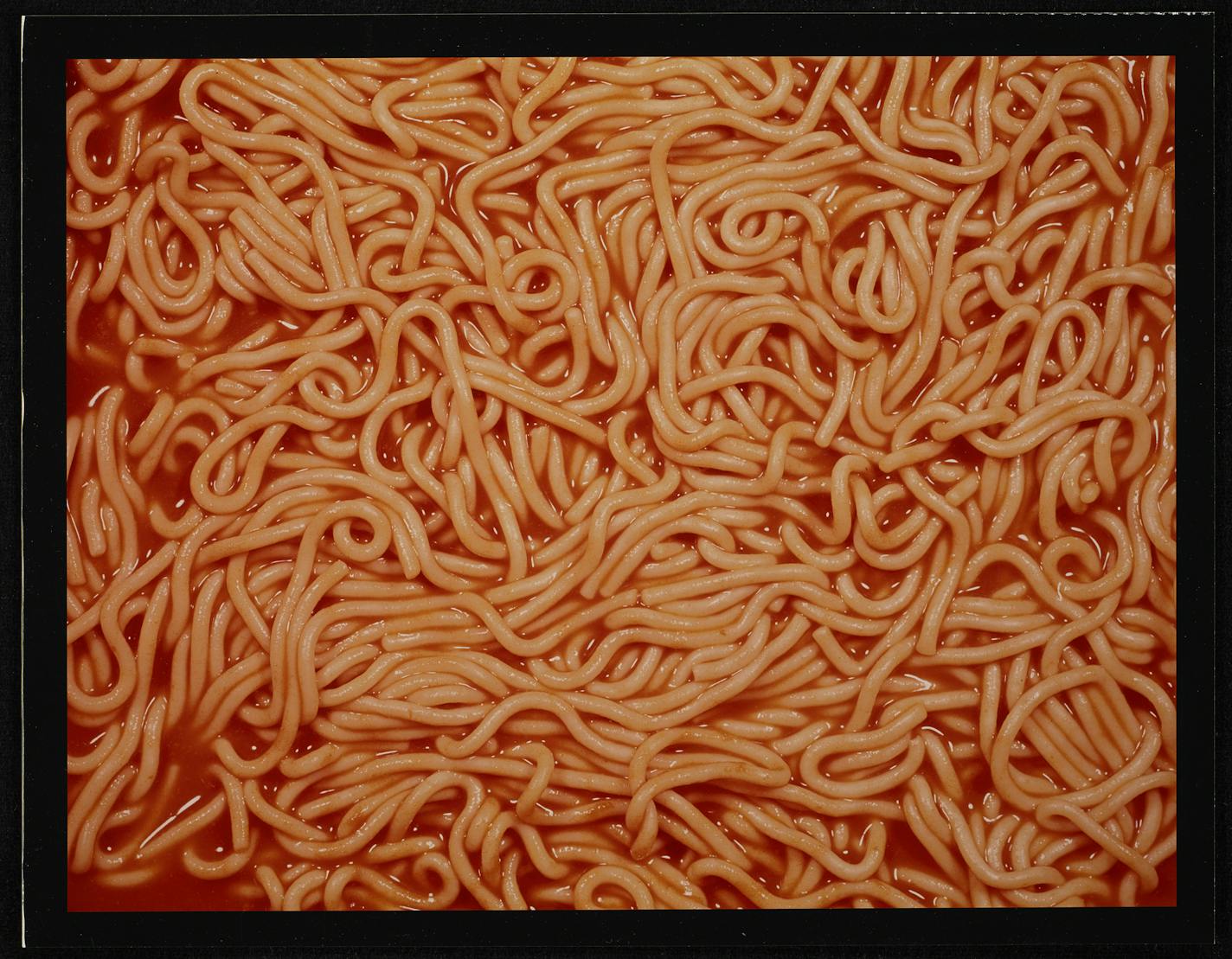 Hollis Frampton Spaghetti, 1964 Ektachrome print 11 x 14 in. (27.9 x 35.6 cm) Walker Art Center, Minneapolis Gift of Marion Faller, 1993 &#xa9; Estate of Hollis Frampton; courtesy Walker Art Center, photo: Gene Pittman