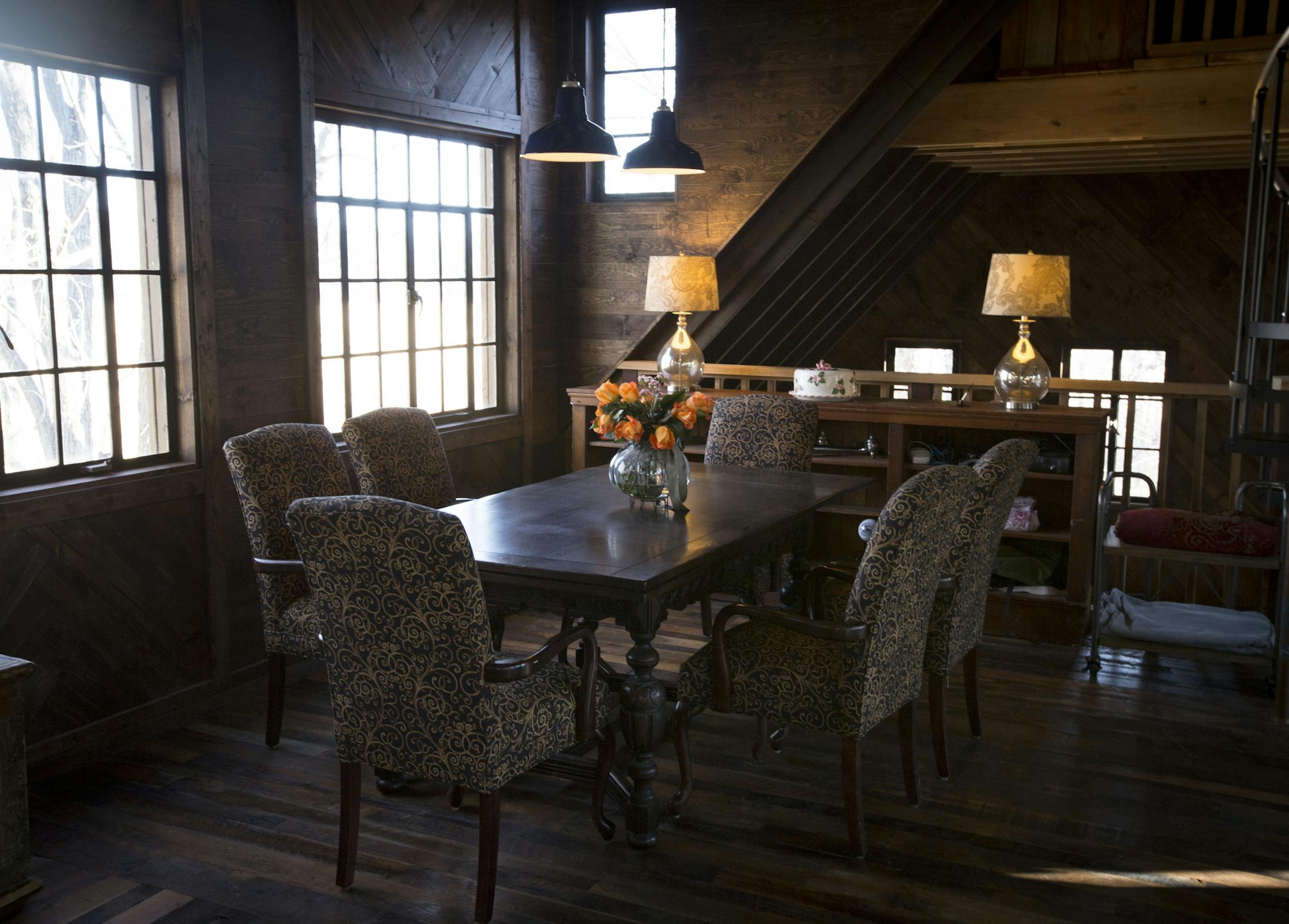 A table and chairs at Judy and Kent Hodder's studio barn on their property in Wayzata, Minn., on Tuesday, March 10, 2015. ] RENEE JONES SCHNEIDER • reneejones@startribune.com