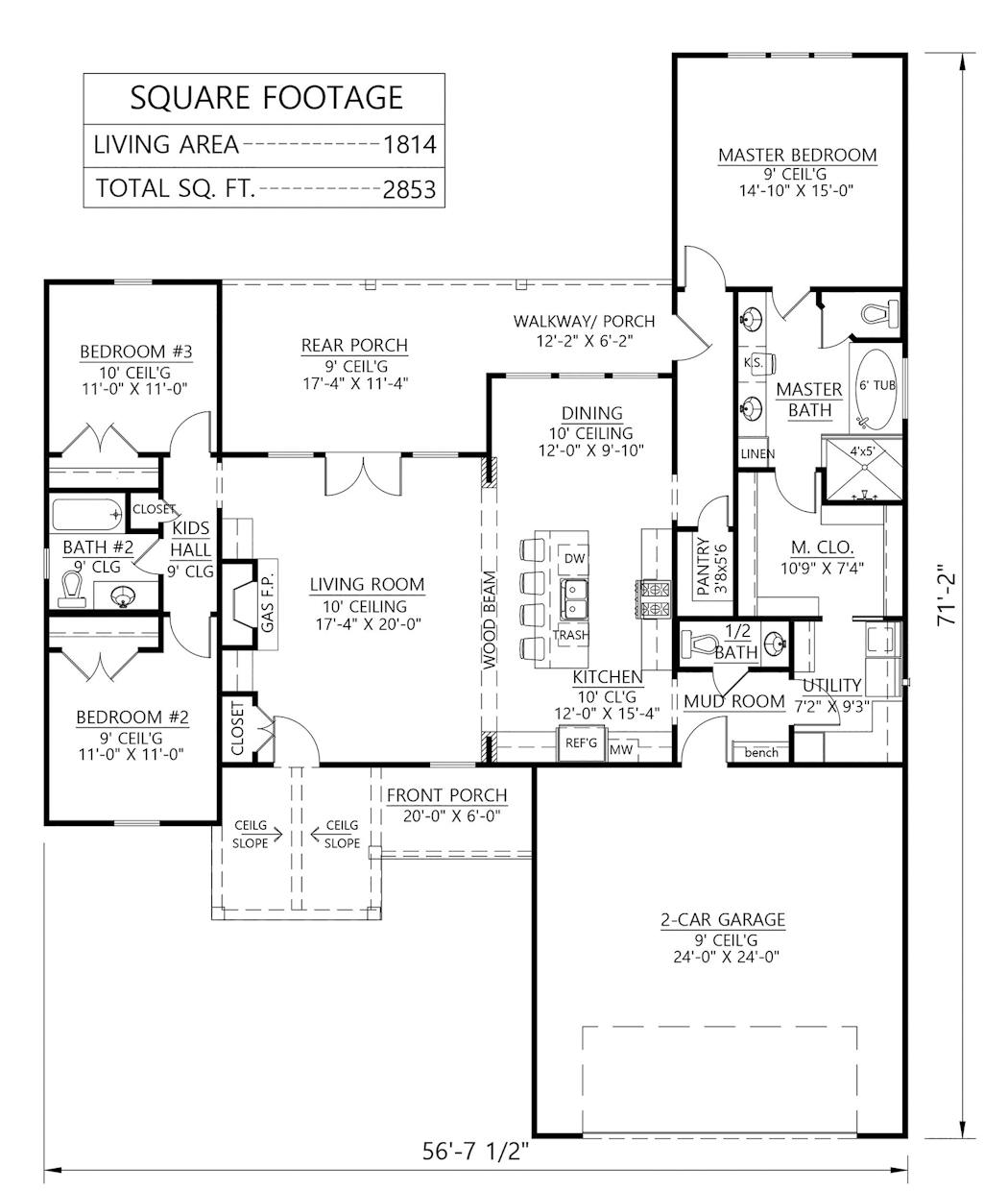 Home plan: Open and practical