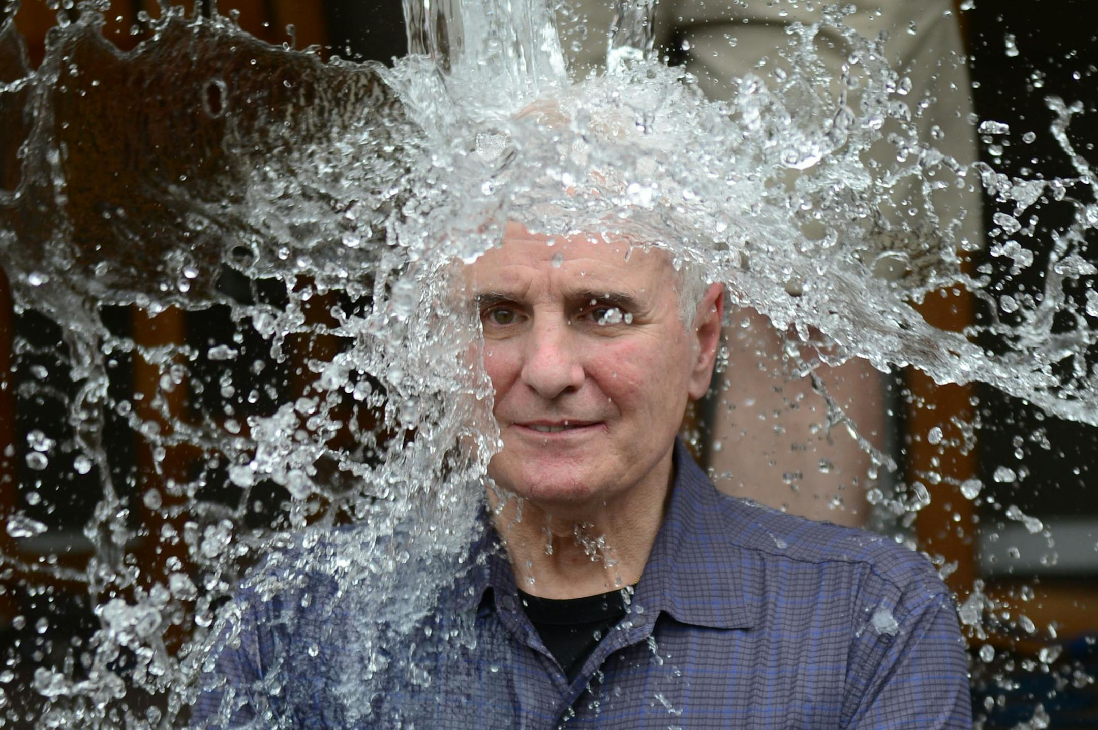 Governor Mark Dayton took the ALS Ice Bucket Challenge at the State Fair on Garage Logic with Joe Soucheray radio show Thursday morning at the first day of the State Fair. ] FALCON HEIGHTS, MN -- Thursday, August 21, 2014. GLEN STUBBE * gstubbe@startribune.com