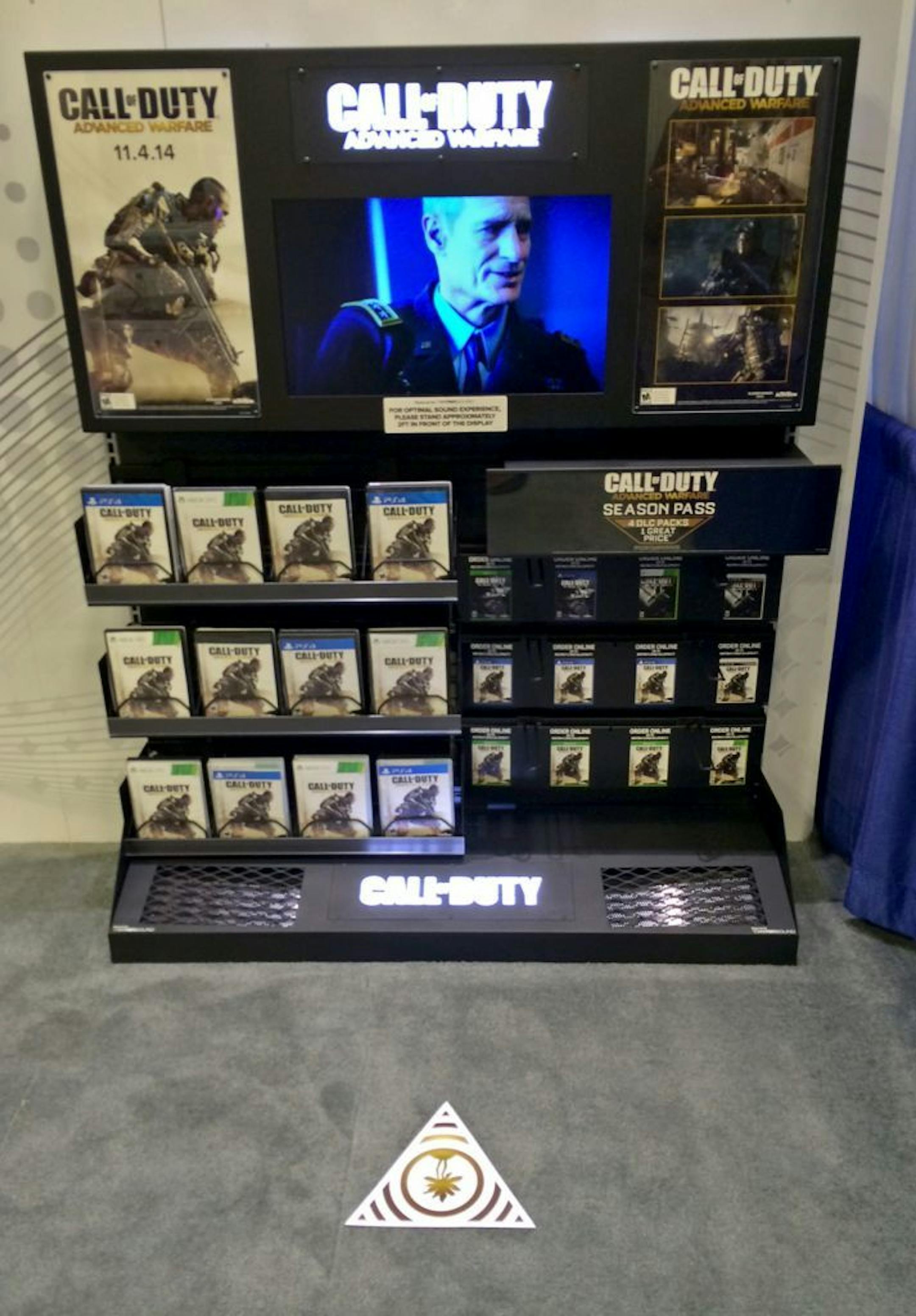 Hundreds of exhibitors were on hand at the Shopper Marketing Conference & Expo this week, showing off the latest ways companies want to try to lure customers to buy stuff with back-lit displays, sound modification, and infusing them with mobile-based technology. - standing on the triagle on the floor activates audio from the video display - Best Buy