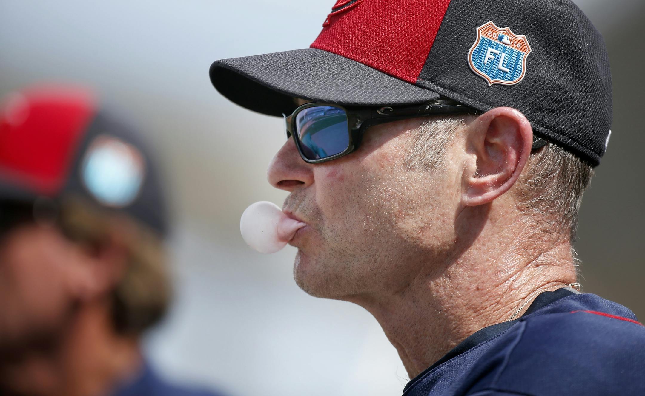 Minnesota Twins manager Paul Molitor blew a bubble during Wednesday's game.