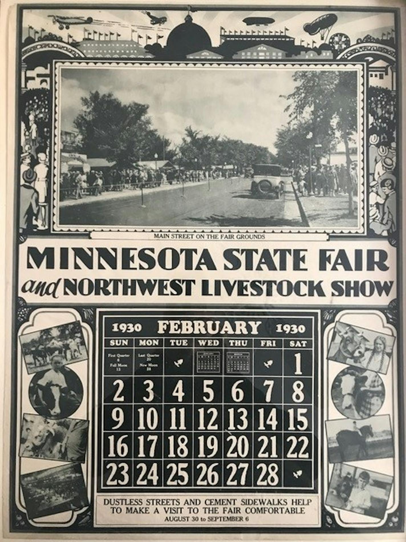 A Minnesota State Fair calendar from 1930 shows a Rainbow Ice Cream stand on the left side of the picture.