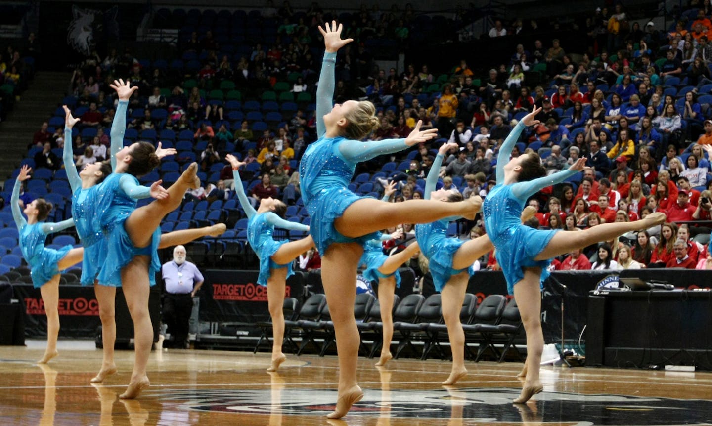 The Maple Grove High School dance team competed in the AAA prelimary jazz competition for the Minnesota State High School League Dance Team Tournament on Saturday, February 17, 2012 at the Target Center. ] MARISA WOJCIK marisa.wojcik@startribune.com WEST EXTRA DISPLAY FOR 2/22: The Wayzata and Maple Grove High School dance teams are perennial winners of the state dance title. They are both competing in the AAA competition at Target Center on Saturday at 2:15. We would like photos of them in acti