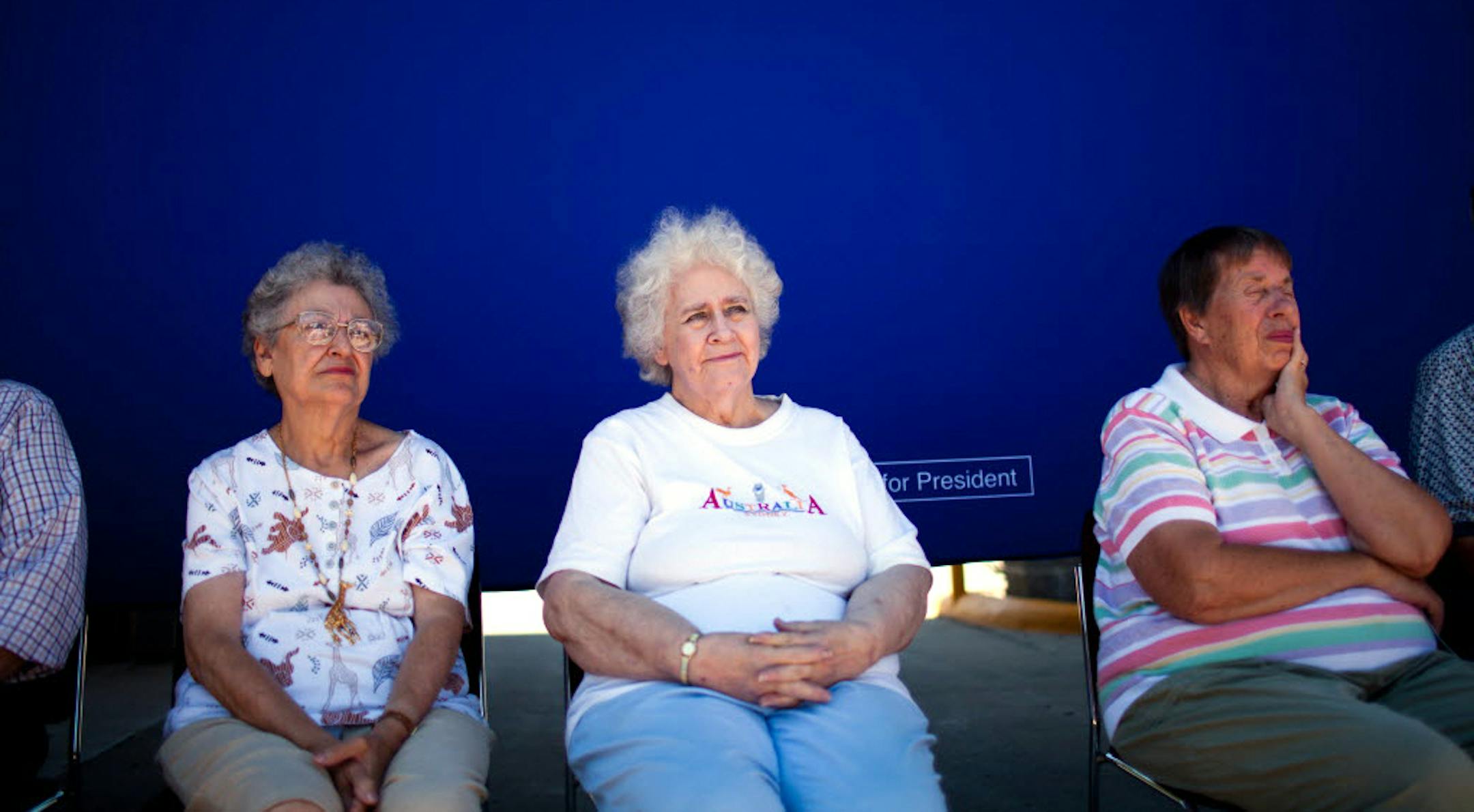 Days before the Iowa straw poll, locals listened to a speech from presidential hopeful Michele Bachmann at a stop in Atlantic, Iowa.