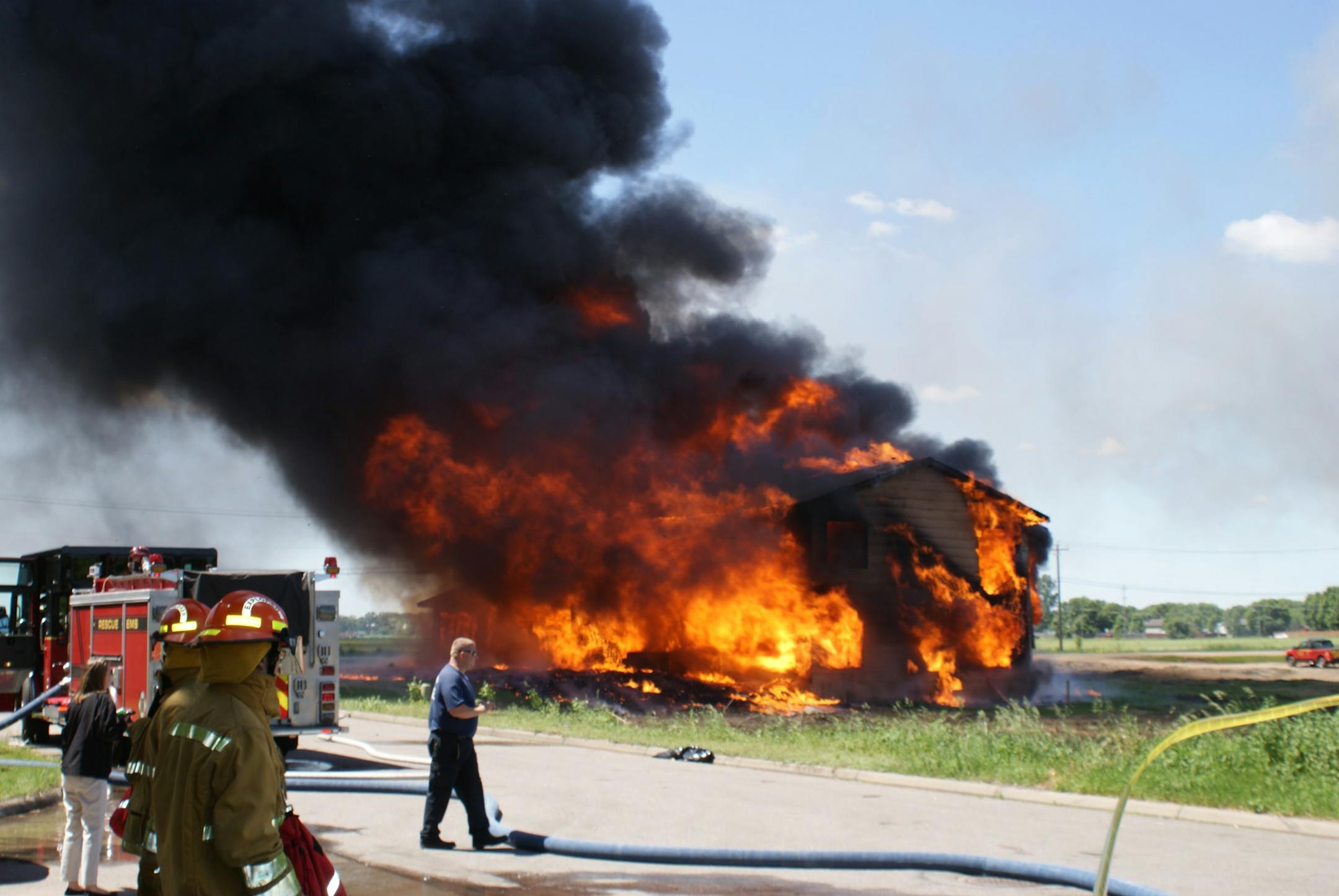 Firefighters conduct a training exercise at a home that was slated to be demolished in Brooklyn Park.