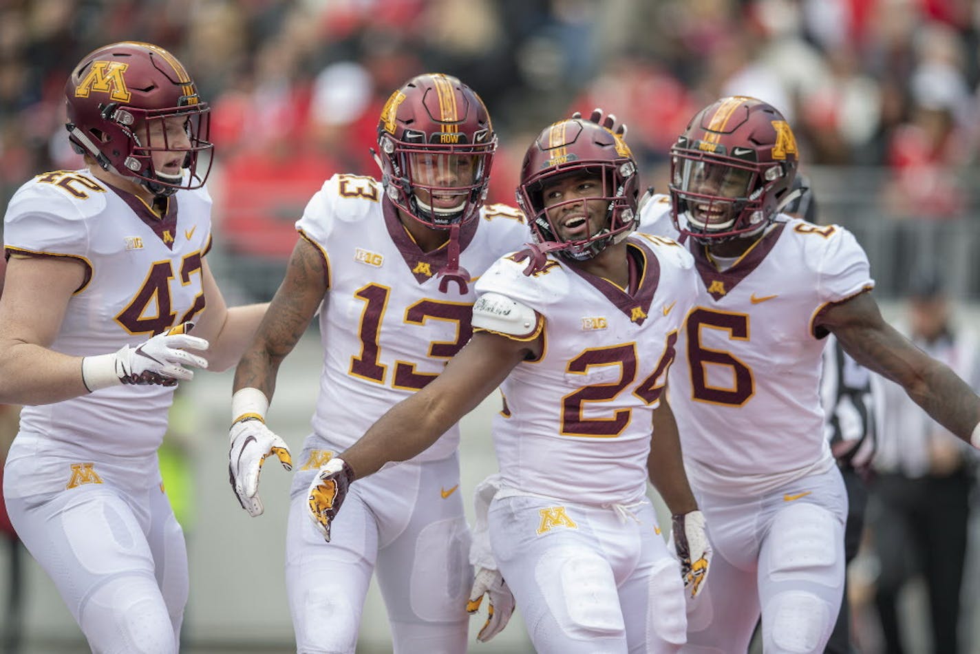 Gophers running back Mohamed Ibrahim (24) was named Big Ten freshman of the week after he had 157 rushing yards and two TDs at Ohio State.