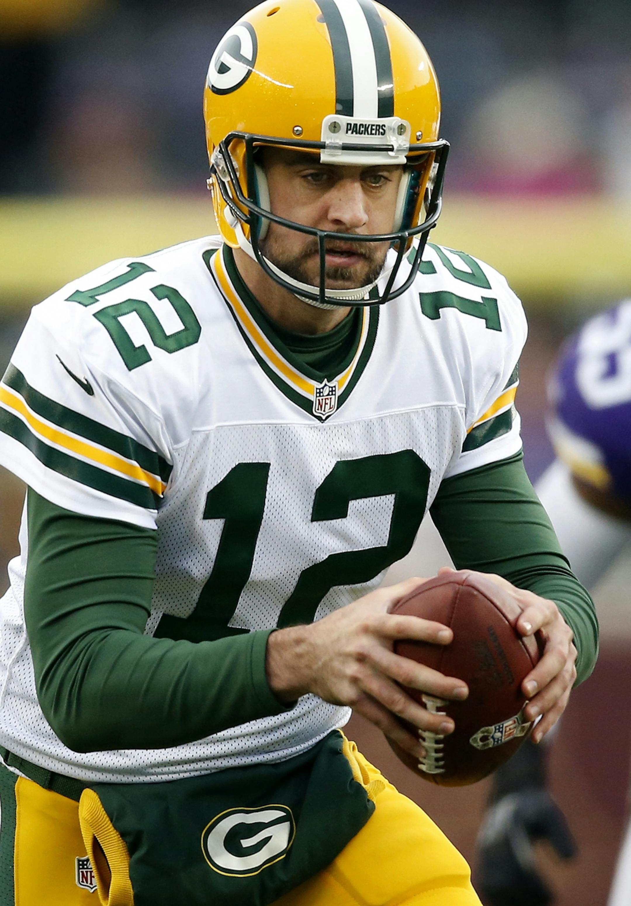 Packers Quarterback Aaron Rodgers (12) in the third quarter. Green Bay beat Minnesota by a final score of 24-21.