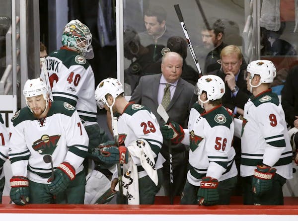 Wild goalie Devan Dubnyk left the game after giving up two goals during the first period against the Blackhawks on March 12 in Chicago.