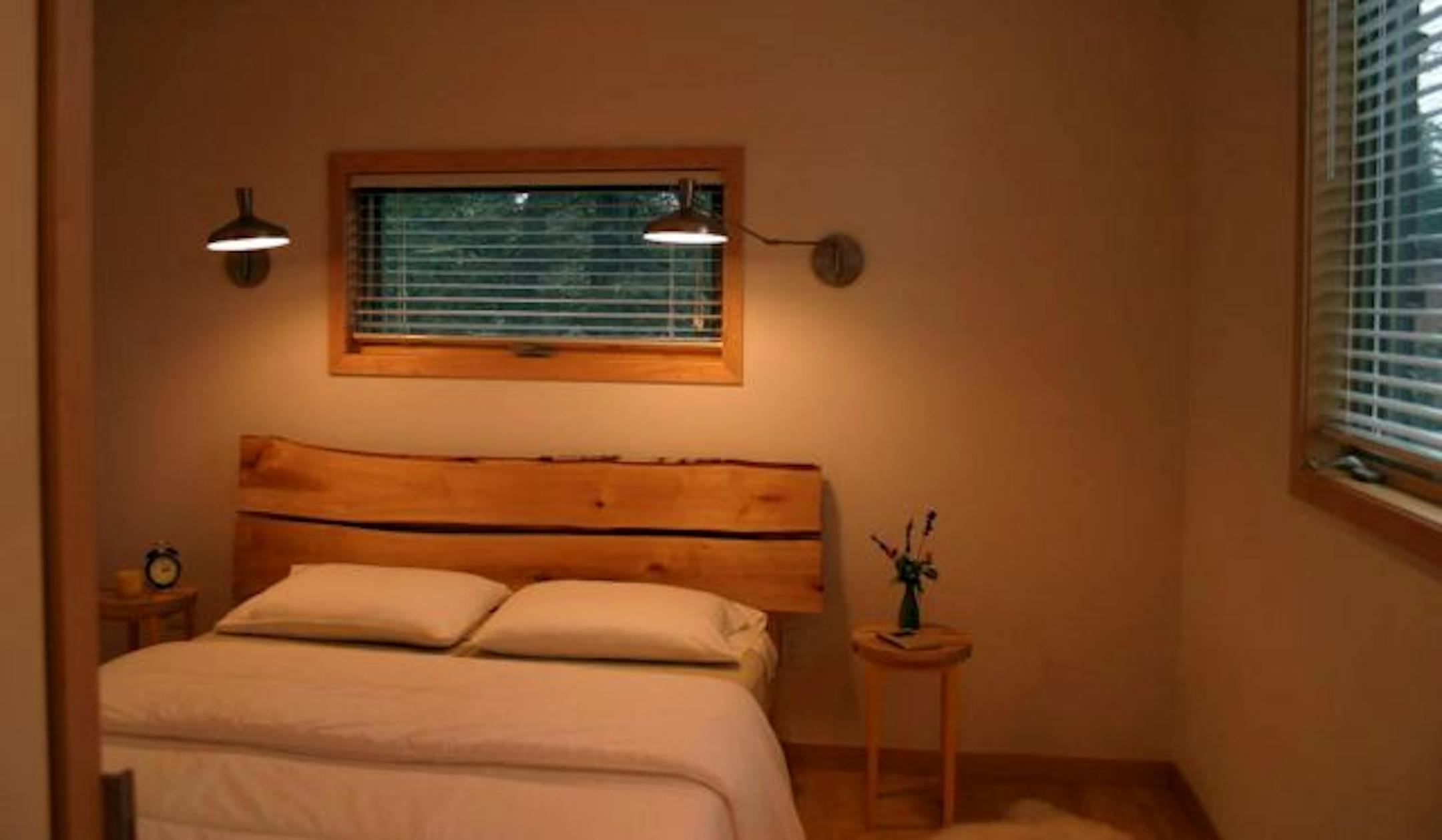 McGlasson handcrafted some of the furniture from locally harvested wood, including the birch bed.