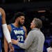Karl-Anthony Towns and Chris Finch (shown here in 2021) started building a relationship soon after Finch replaced Ryan Saunders as head coach during t