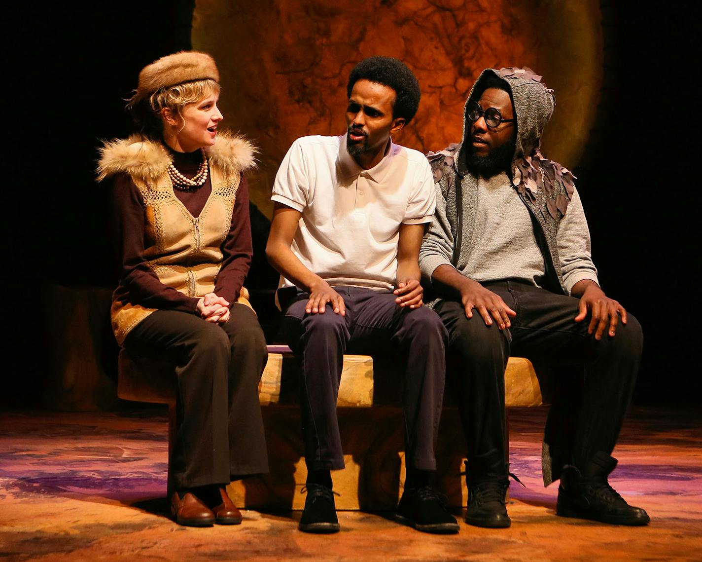 Scott Pakudaitis
From left: Tracey Maloney, M. Hajji Ahmed and Mikell Sapp in "A Crack in the Sky," by Harrison David Rivers at the Minnesota History Theatre.