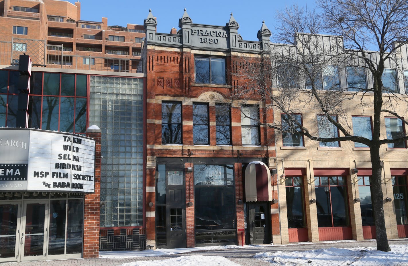 The old Pracna on Main building and its longtime restaurant Tuesday, Jan.13, 2015, in Minneapolis, MN.