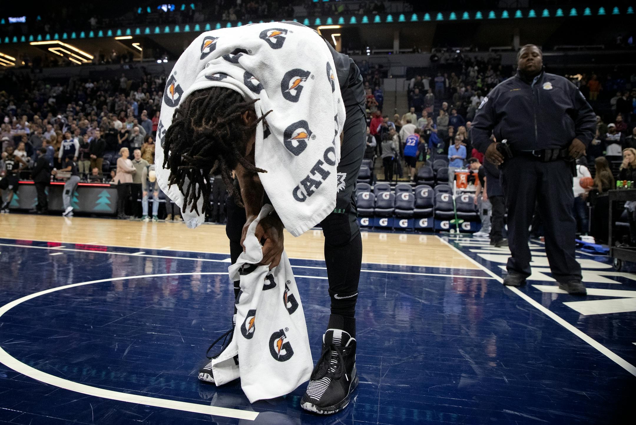 An emotional Derrick Rose collected himself before a postgame interview. Rose scored a career high 50 points.