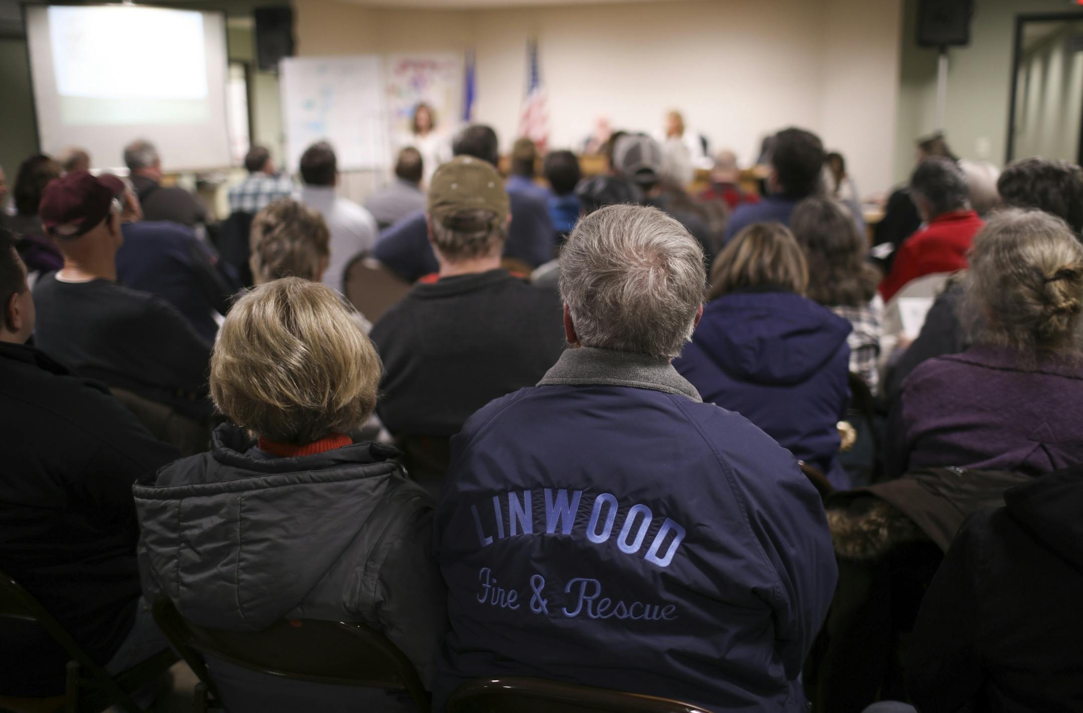 Residents of Linwood Township crowded the new Town Hall for the annual meeting Tuesday night.