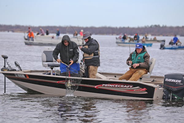 A crowded 2020 fishing opener on Upper Red Lake. The walleye bag limit on the lake will be cut from four to three under new regulations announced Mond