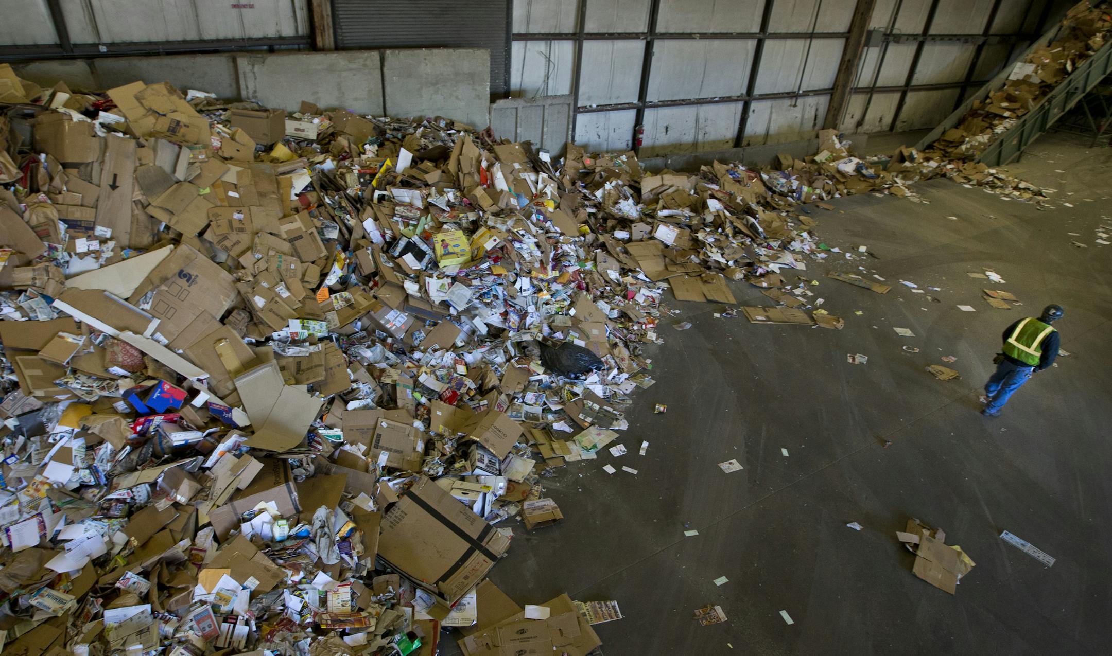 Discarded paper products like this pile at Eureka Recycling in St. Paul could be worth millions to Minnesota&#x2019;s paper and container manufacturers, recycling experts said.