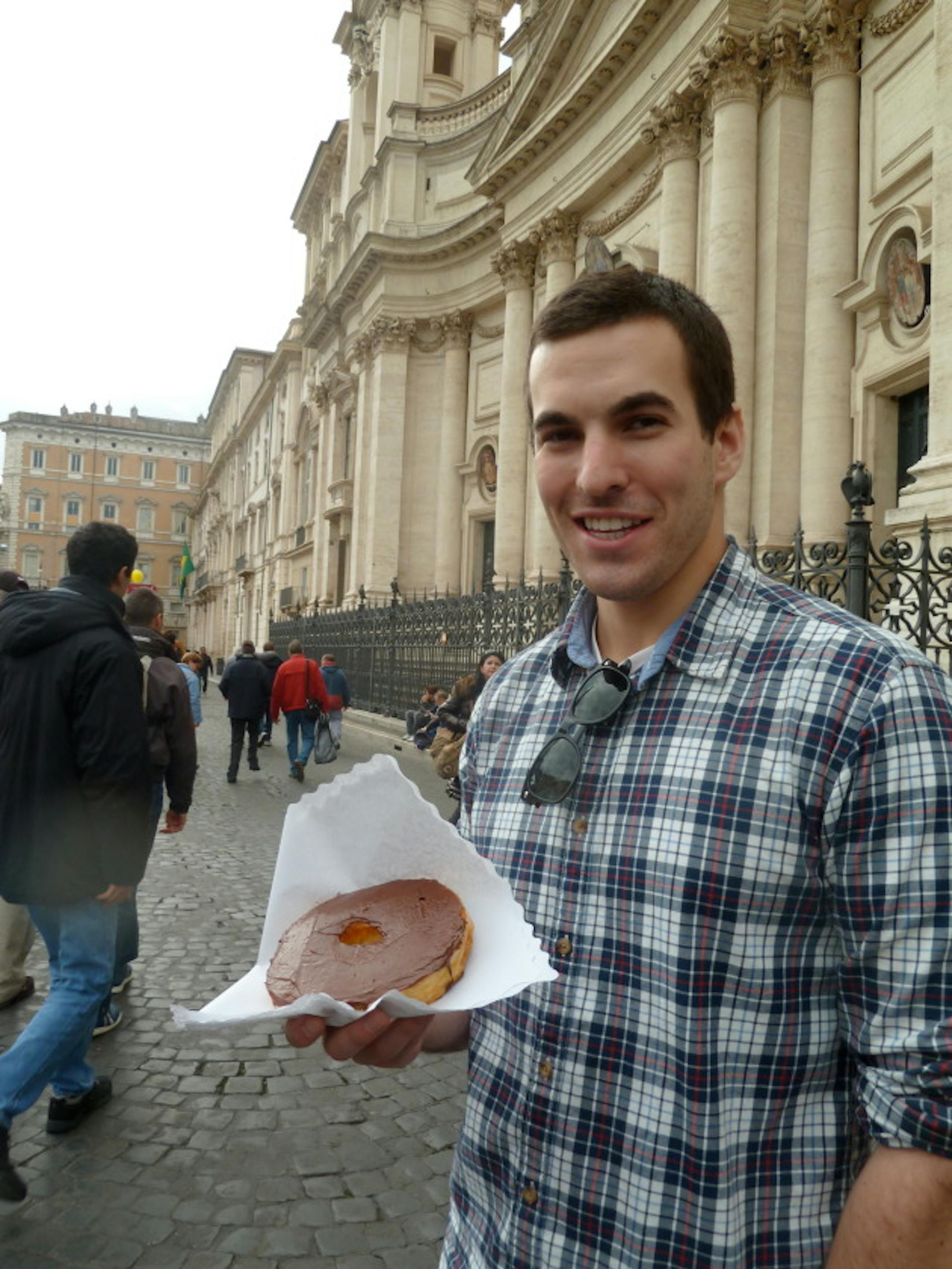 Delicious donut at the Christmas Market! Yes, that's chocolate on top...