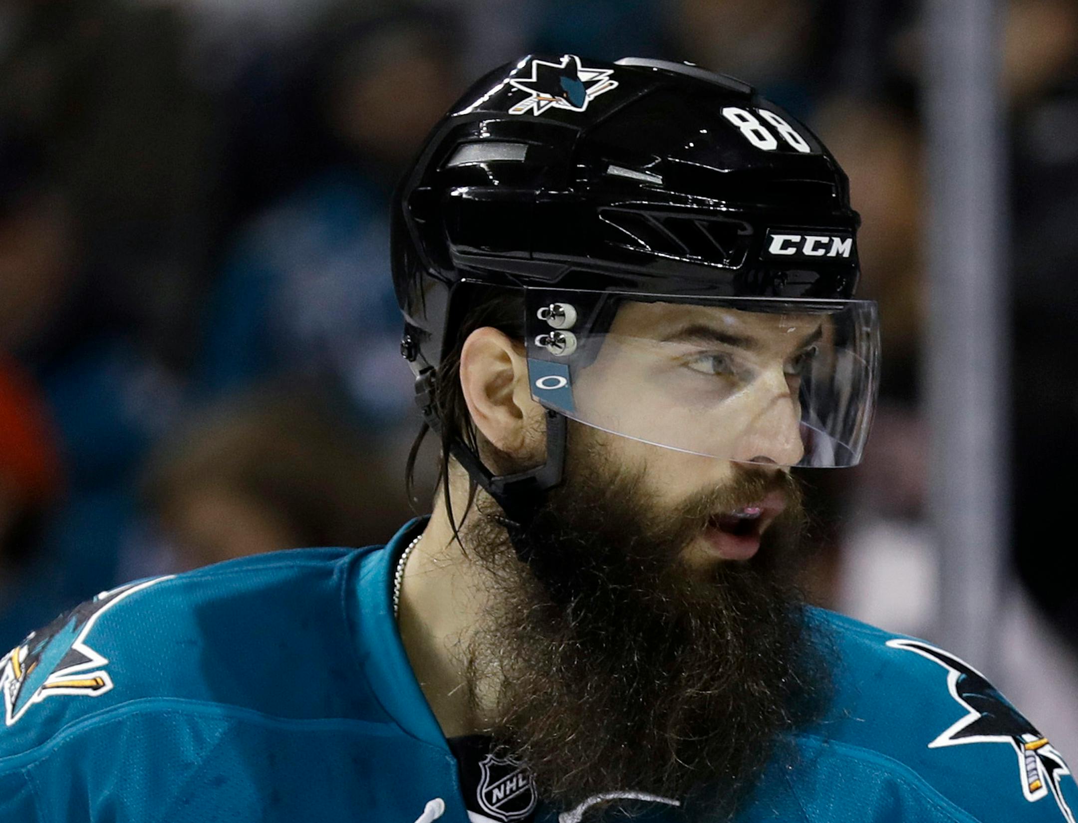 San Jose's Brent Burns leads NHL defensemen with 15 goals and is tied for first with 35 points.