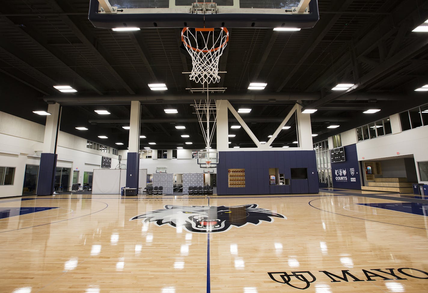 The new practice court for the Timberwolves at the Timberwolves and Lynx Courts at Mayo Clinic Square in downtown Minneapolis on Wednesday, June 17, 2015. ] LEILA NAVIDI leila.navidi@startribune.com /