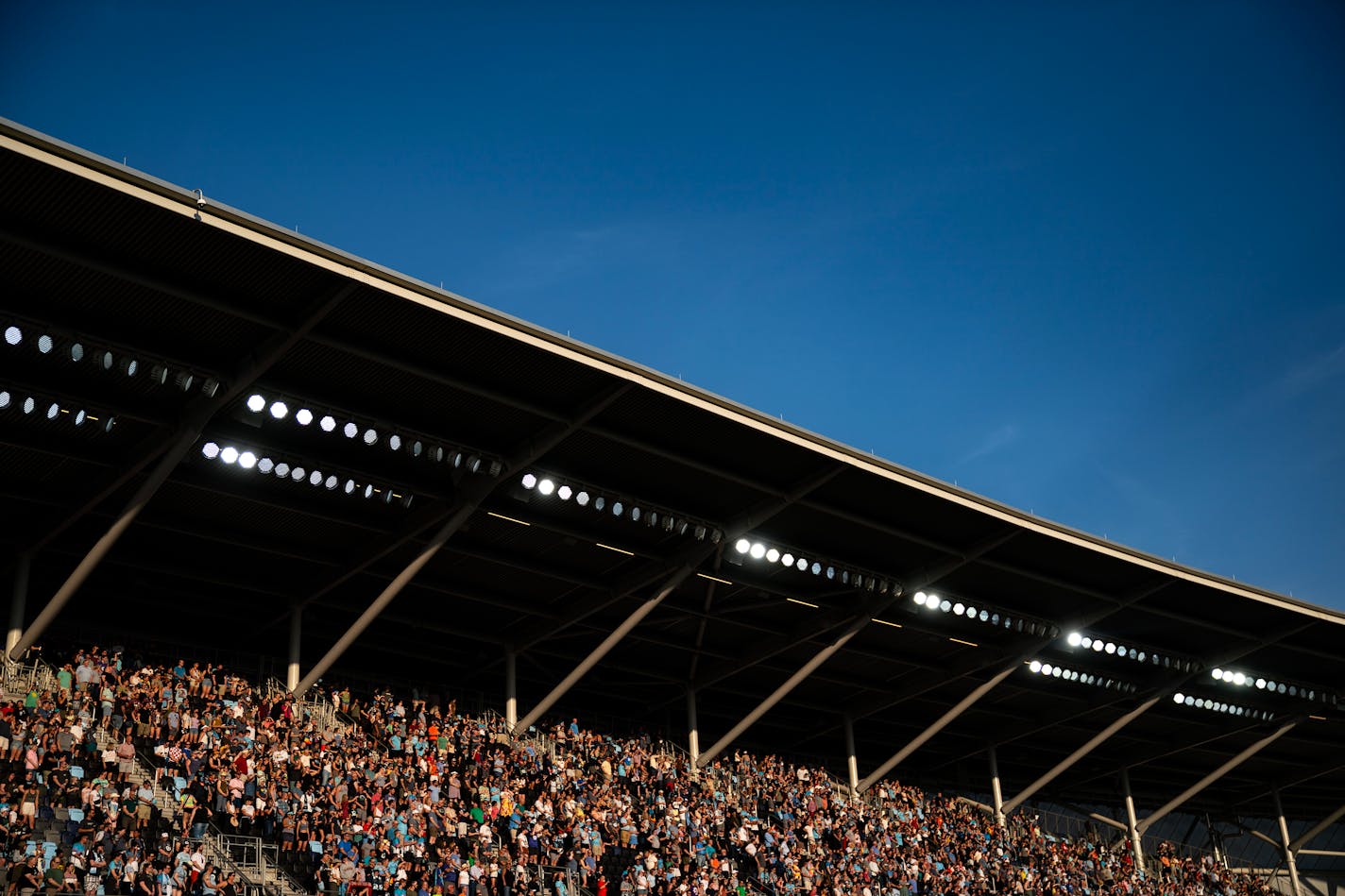 Fans fill the stadium before the start of the match between Minnesota United and Toronto FC Saturday, June 3, 2023, at Allianz Field in St. Paul, Minn. ]