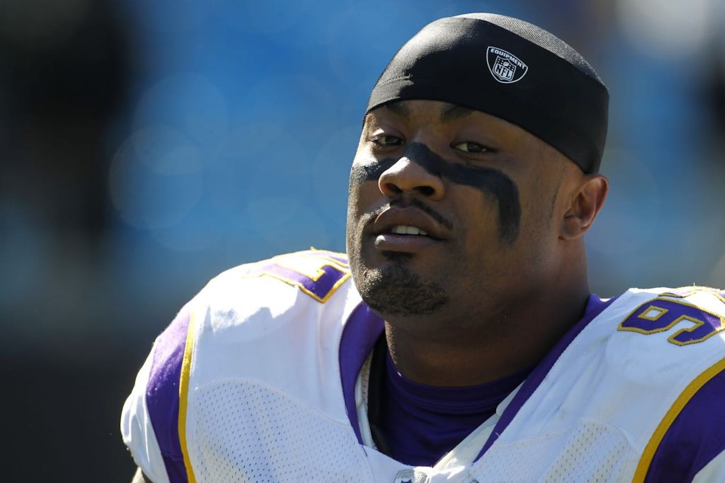 Vikings defensive end/linebacker Everson Griffen is a possible breakout player in 2012.