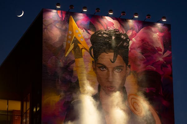 A giant mural of Minneapolis music icon Prince.