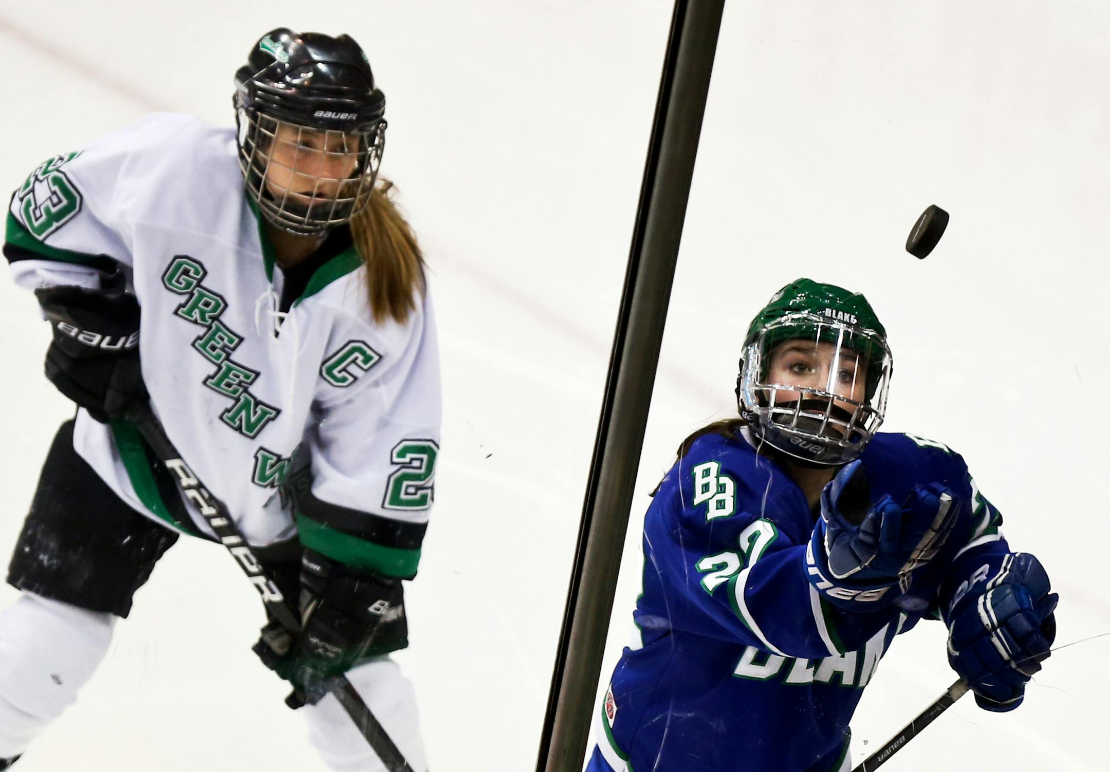 Blake's Carly Bullock, right.