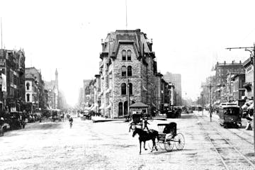 Minneapolis’ Bridge Square, at the intersection of Nicollet and Hennepin aves., photographed in 1895.   