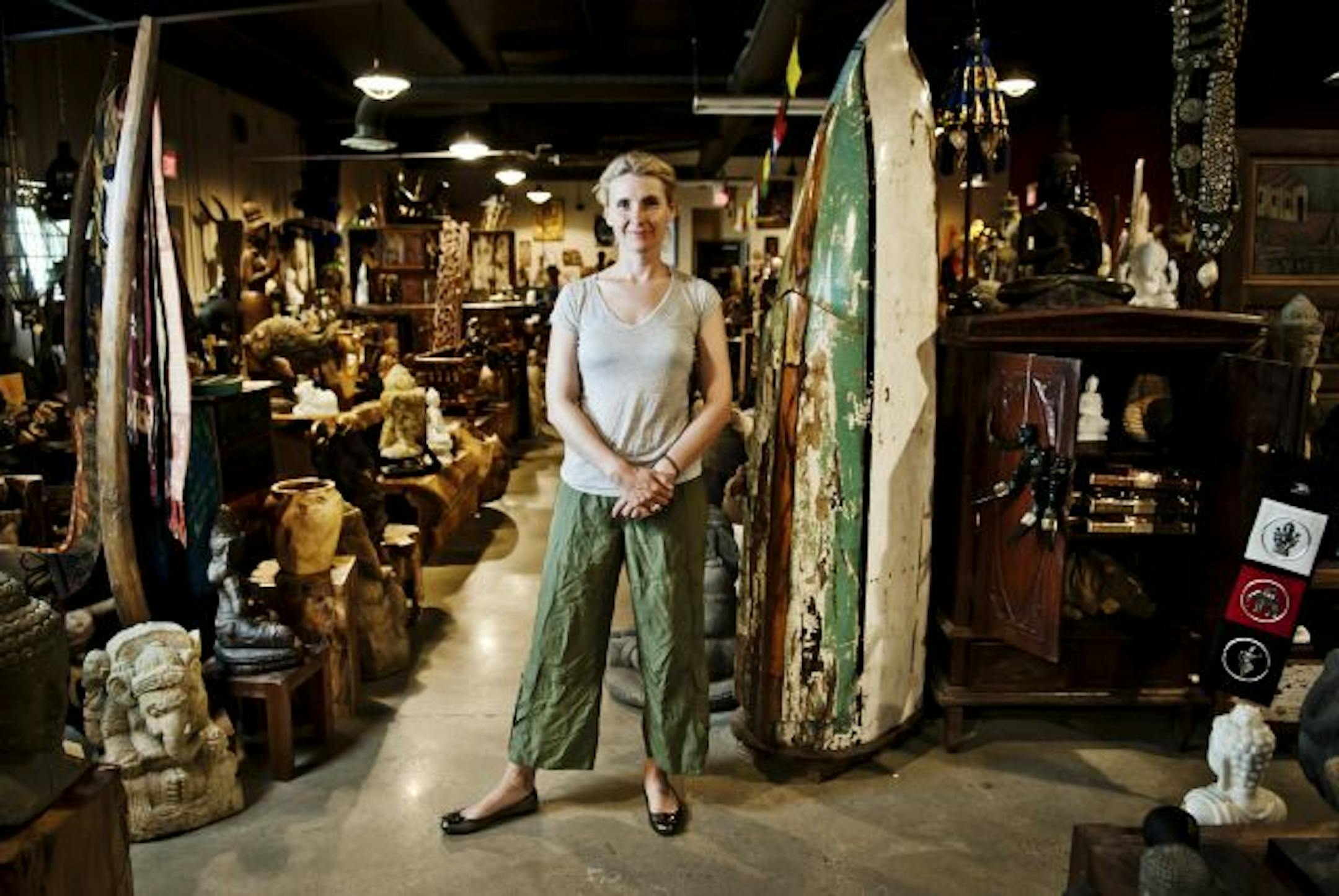 Elizabeth Gilbert, author of "Eat, Pray, Love," at her store, Two Buttons, in Frenchtown, N.J., on July 28, 2010. Gilbert, who traveled Italy, India and Indonesia after a divorce, opened the curio shop with her new husband and specializes in Southeast Asian goods. (Tom White/The New York Times) -- PHOTO MOVED IN ADVANCE AND NOT FOR USE - ONLINE OR IN PRINT - BEFORE AUG. 15, 2010.