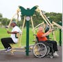 Outdoor exercise equipment that will be installed at Northwood Park in New Hope.