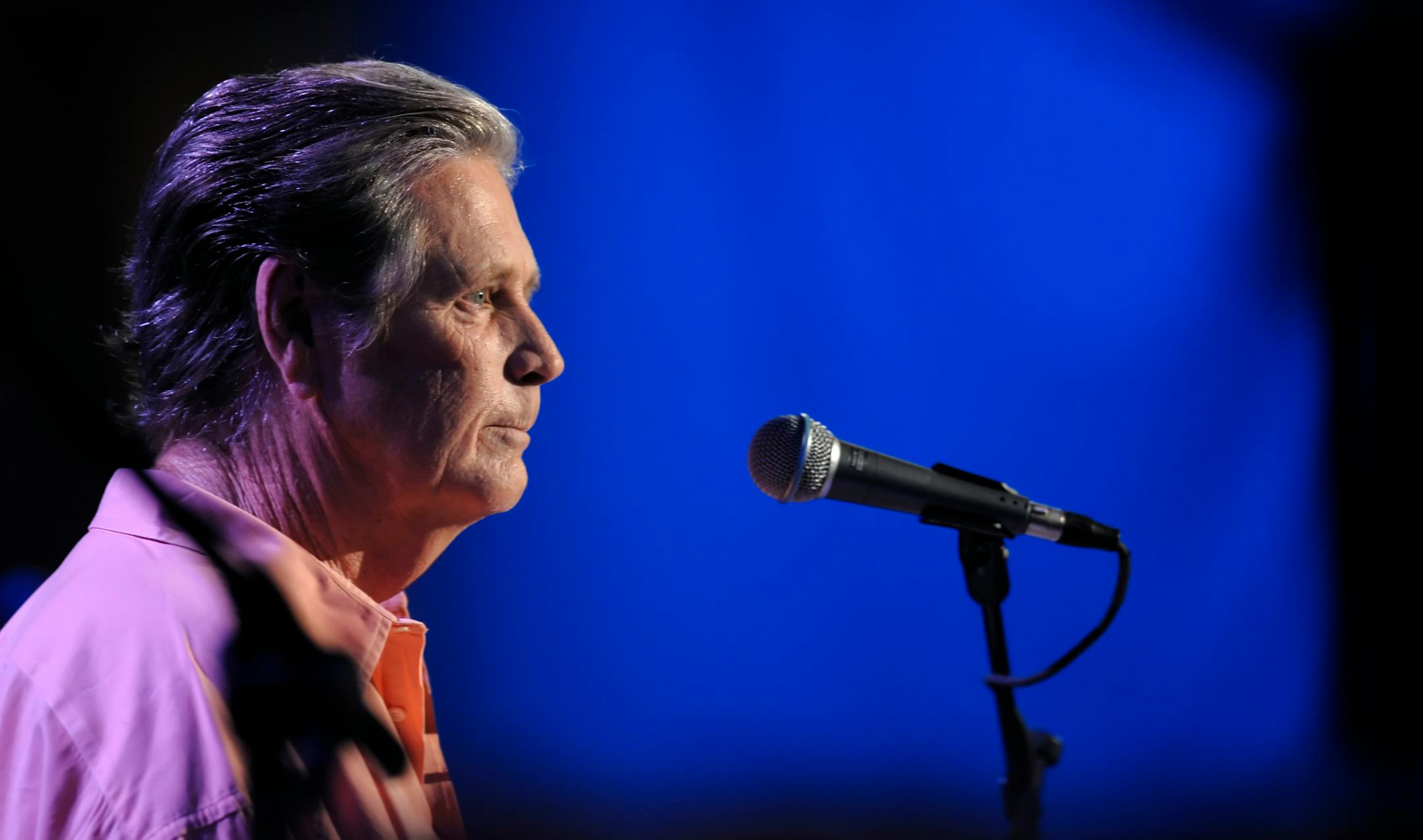 Brian Wilson listens to applause from the crowd during his performance as part of Nissan Live Sets on Yahoo! Music in Los Angeles, Wednesday, July 30, 2008.